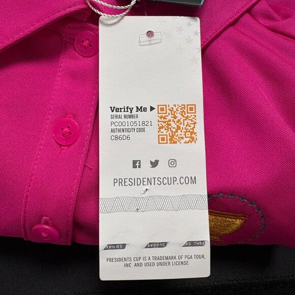 Nike Golf Womens Dri-Fit Polo Small Pink Presidents Cup Liberty Logo NEW - Picture 8 of 12